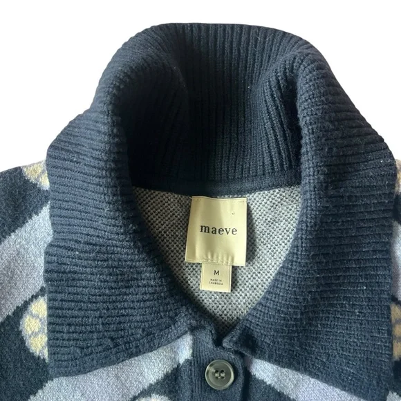 Maeve Kinsley Collared Crop Cardigan Sweater Y2K SZ M - Picture 7 of 10